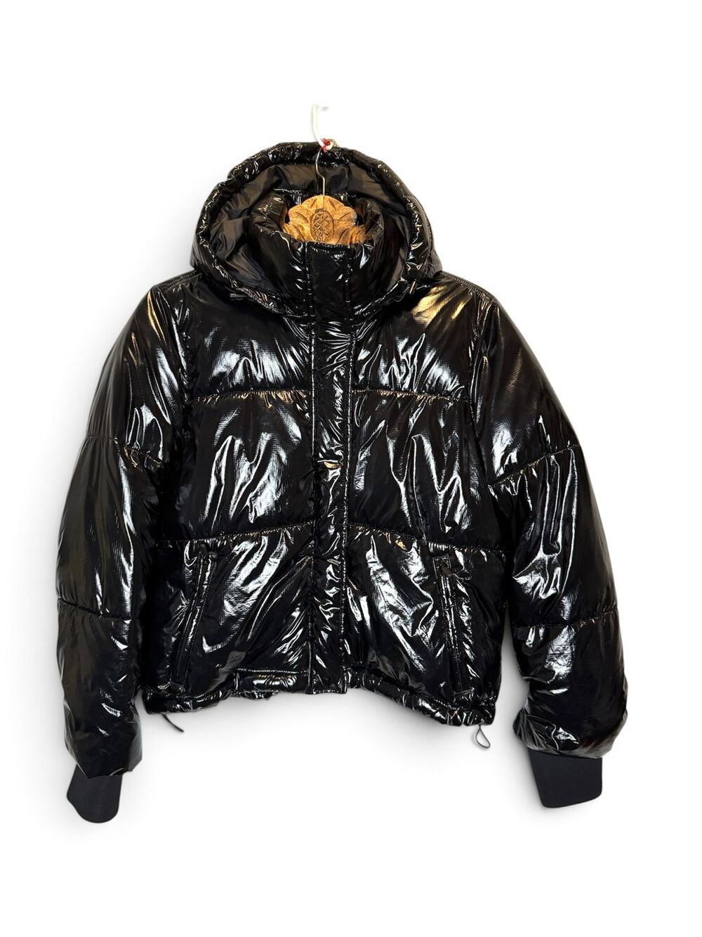 Gap Fit Puffer Jacket with Hood High Shine Black Winter Coat Large